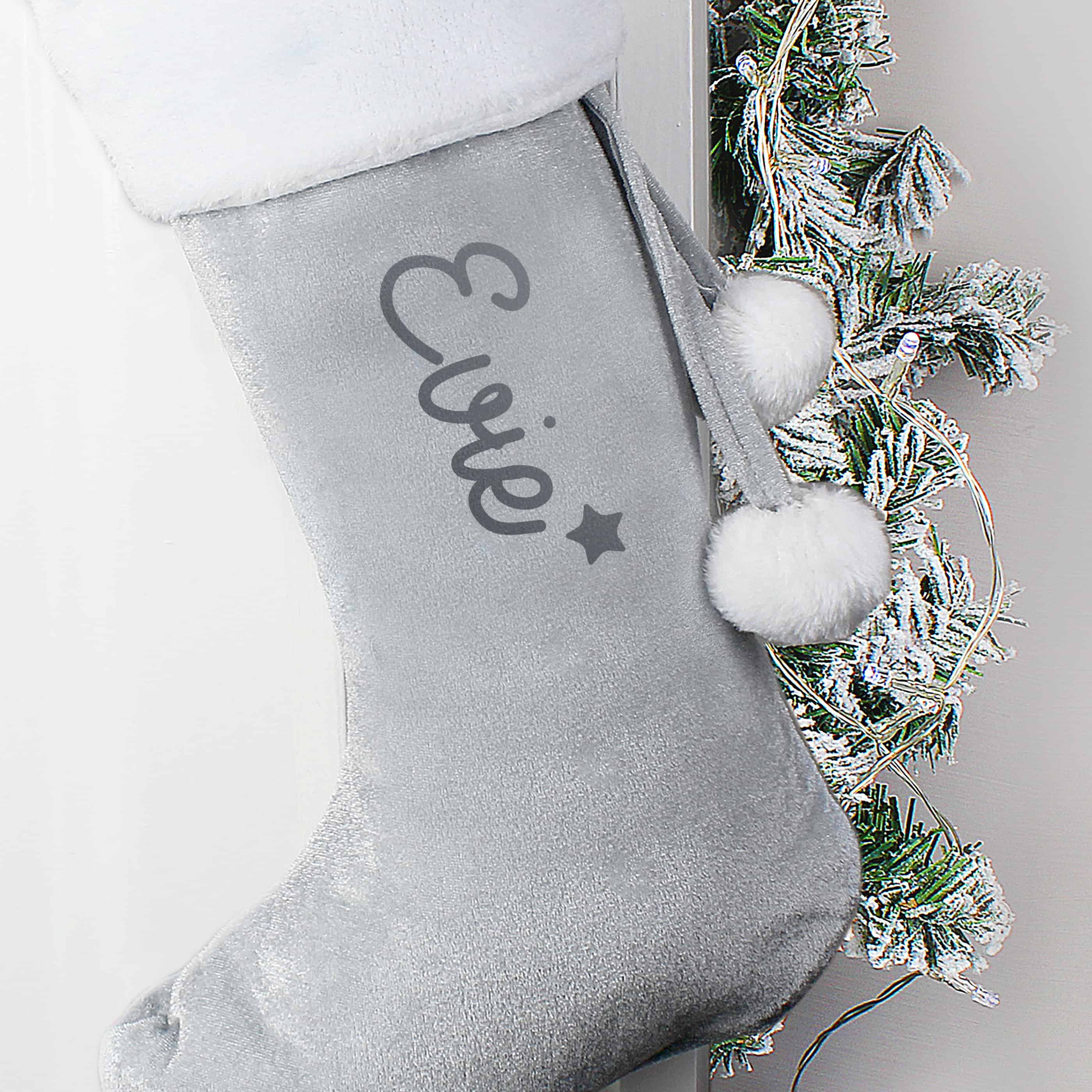 Personalised Name Only Silver Grey Stocking
