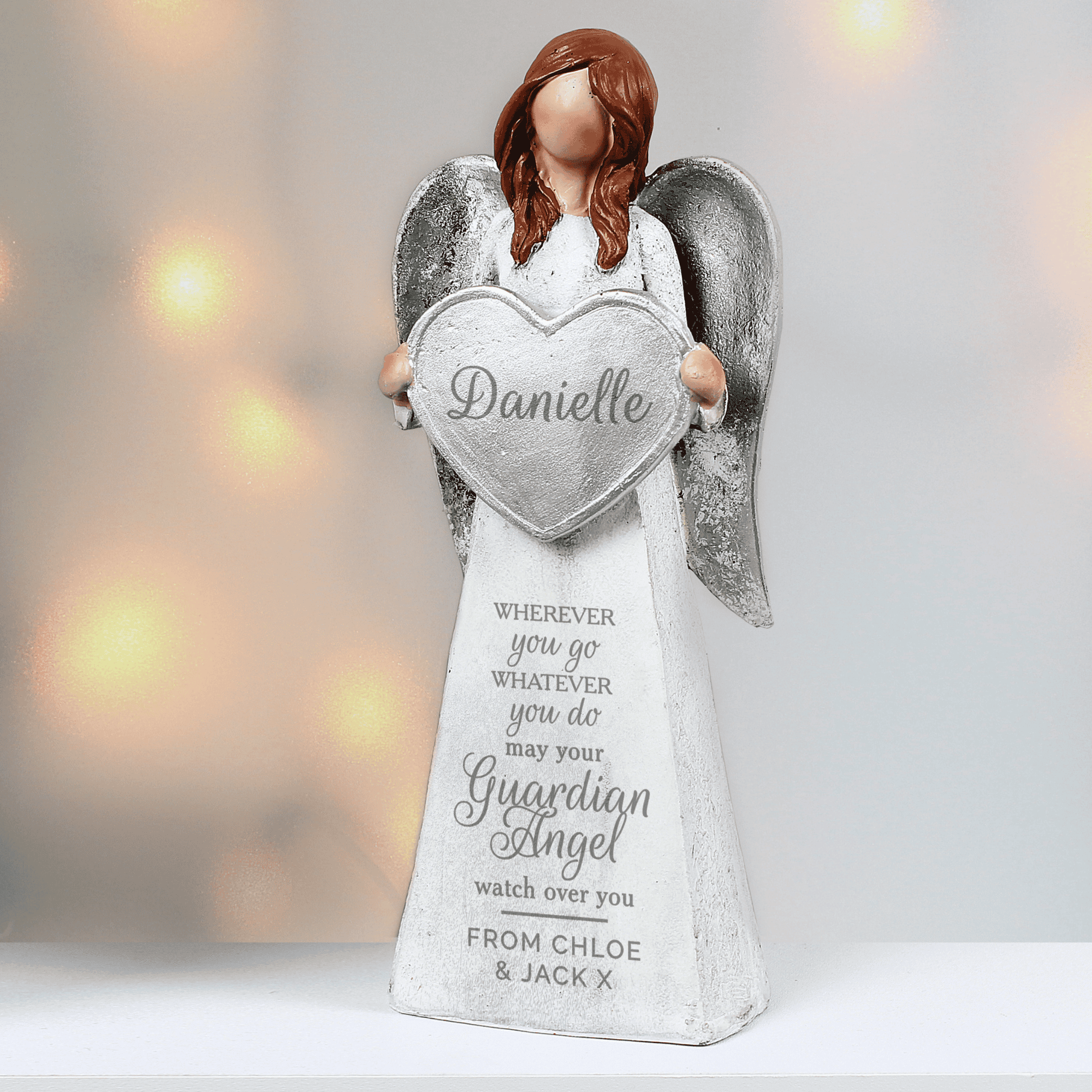 personalised guardian angel ornament with any name and short message on the dress