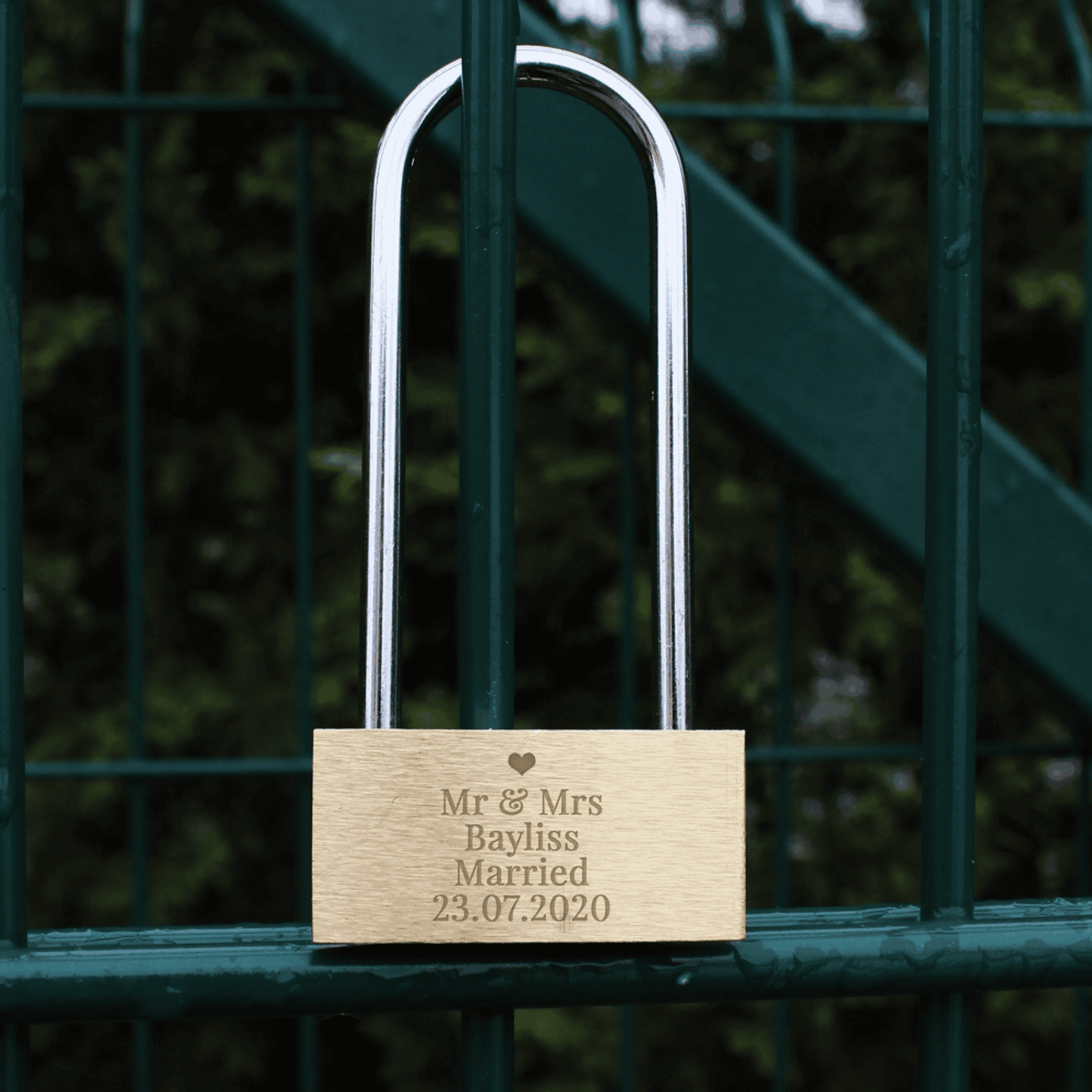 personalised heart motif padlock with 2 keys engraved with any message over 4 lines before the little heart design