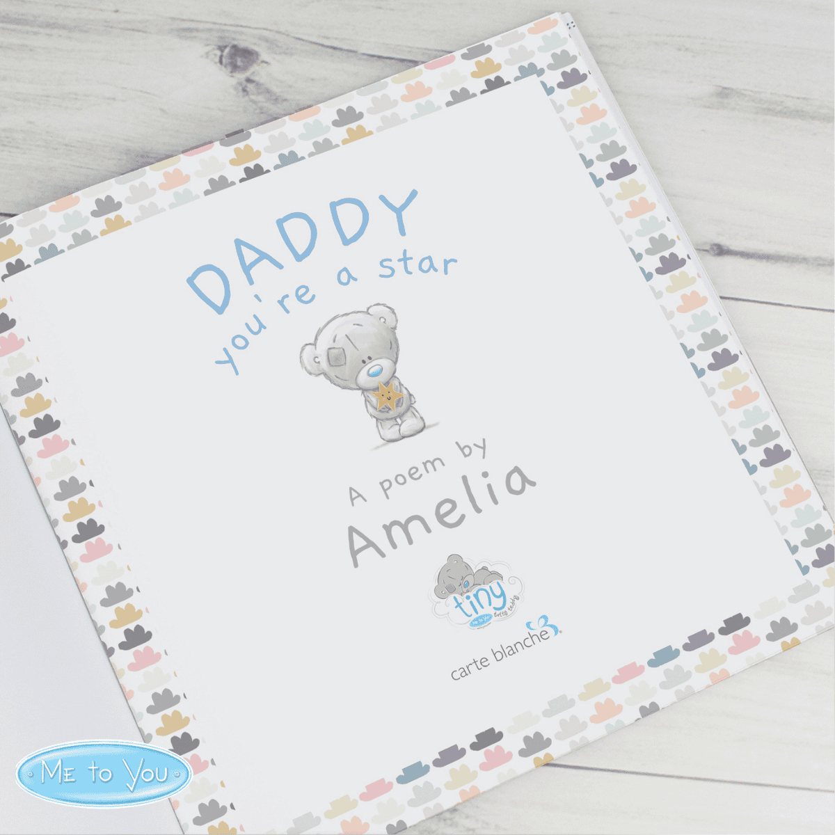 personalised daddy you're a star poem book inside page showing the child's personalised name