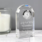 Personalised Crystal Clock | Engraved Glass Desk Clock Gift