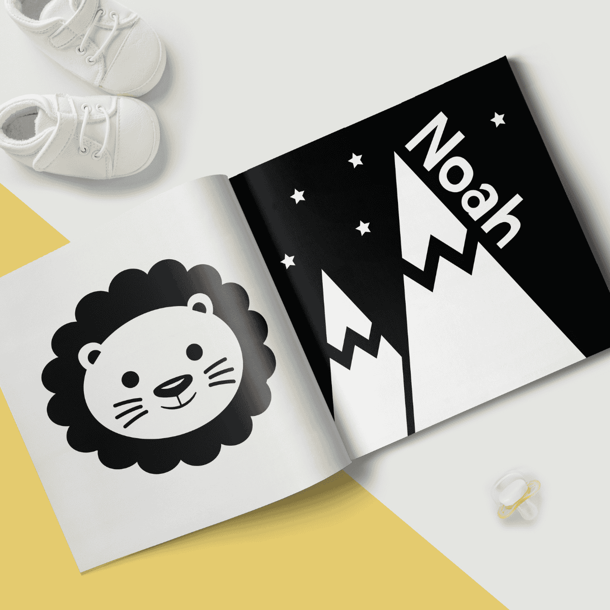 personalised sensory book showing the child's name personalised on the book