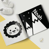personalised sensory book showing the child's name personalised on the book