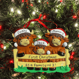 Highland Cow Family Christmas Tree Decoration