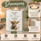 personalised highland cow wooden tealight holder engraved with a message over 5 lines
