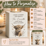 personalised highland cow wooden tealight holder engraved with a message over 5 lines