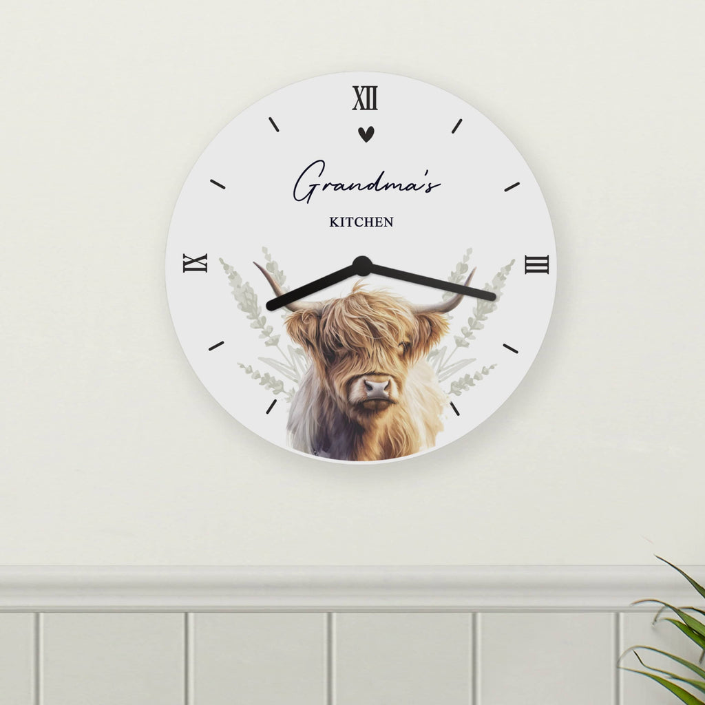 personalised highland cow clock