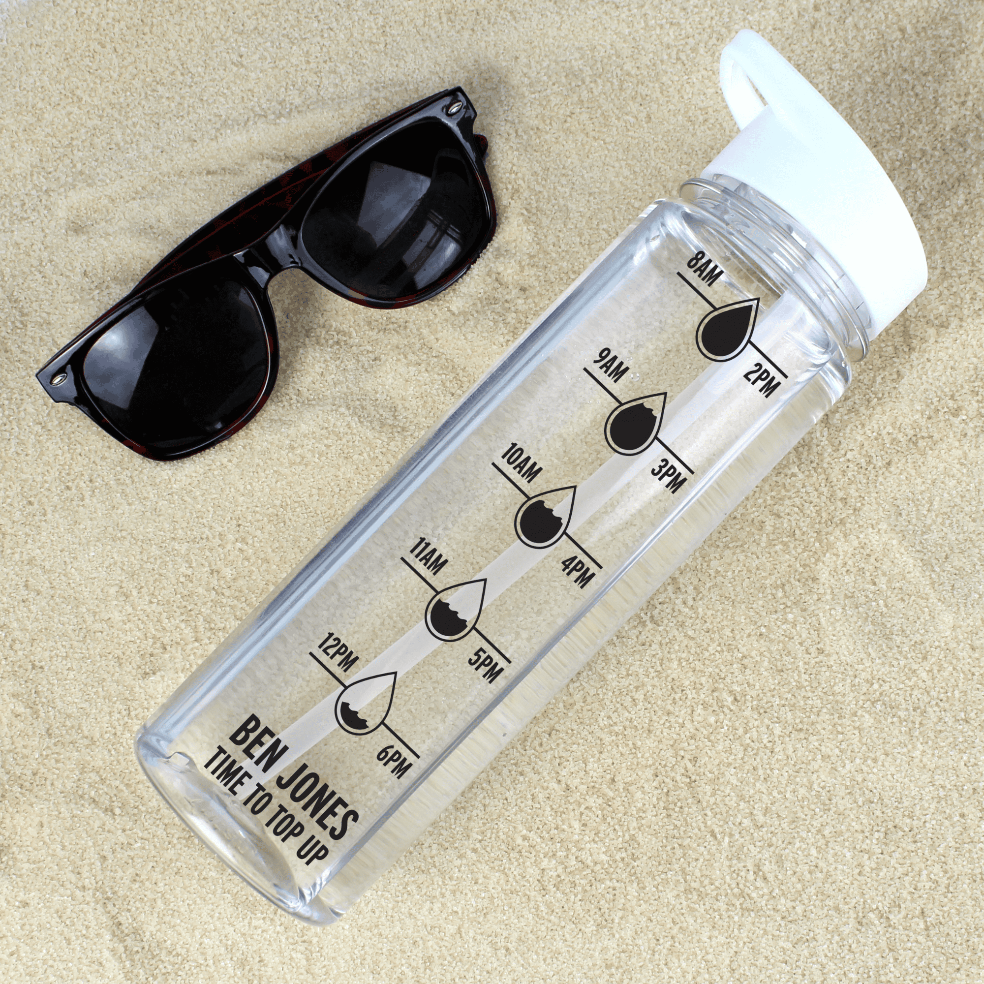 personalised hydration water bottle with the name personalised on the bottle