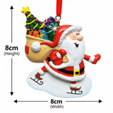 personalised ice skating santa with any name and year personalised on the ornament