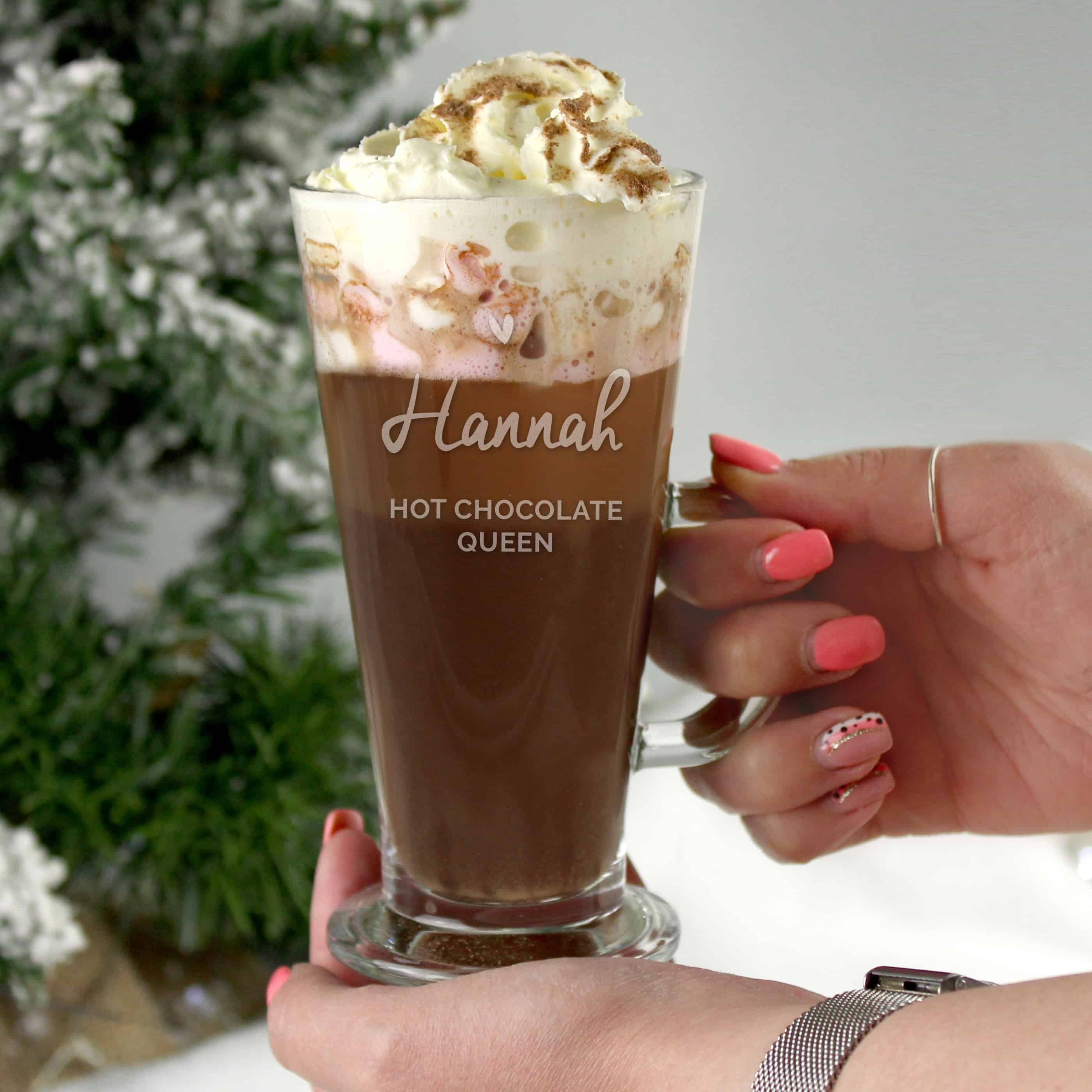 Personalised Latte Glass | Heart Coffee Glass | Custom Coffee Gift