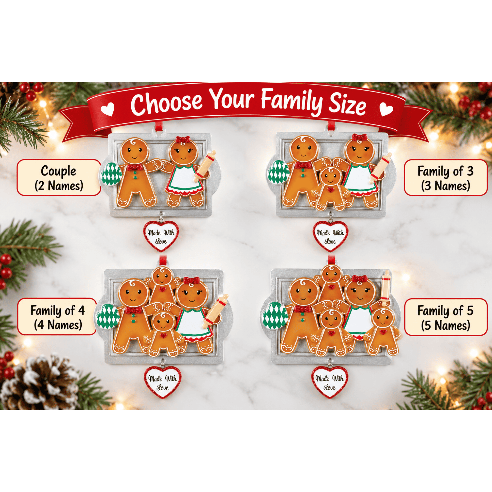 personalised made with love gingerbread christmas tree decoration