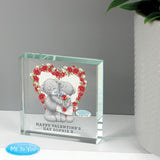 personalised me to you heart glass token with any message over 2 lines