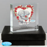 personalised me to you heart glass token with any message over 2 lines