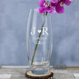 personalised monogram bullet vase with date underneath