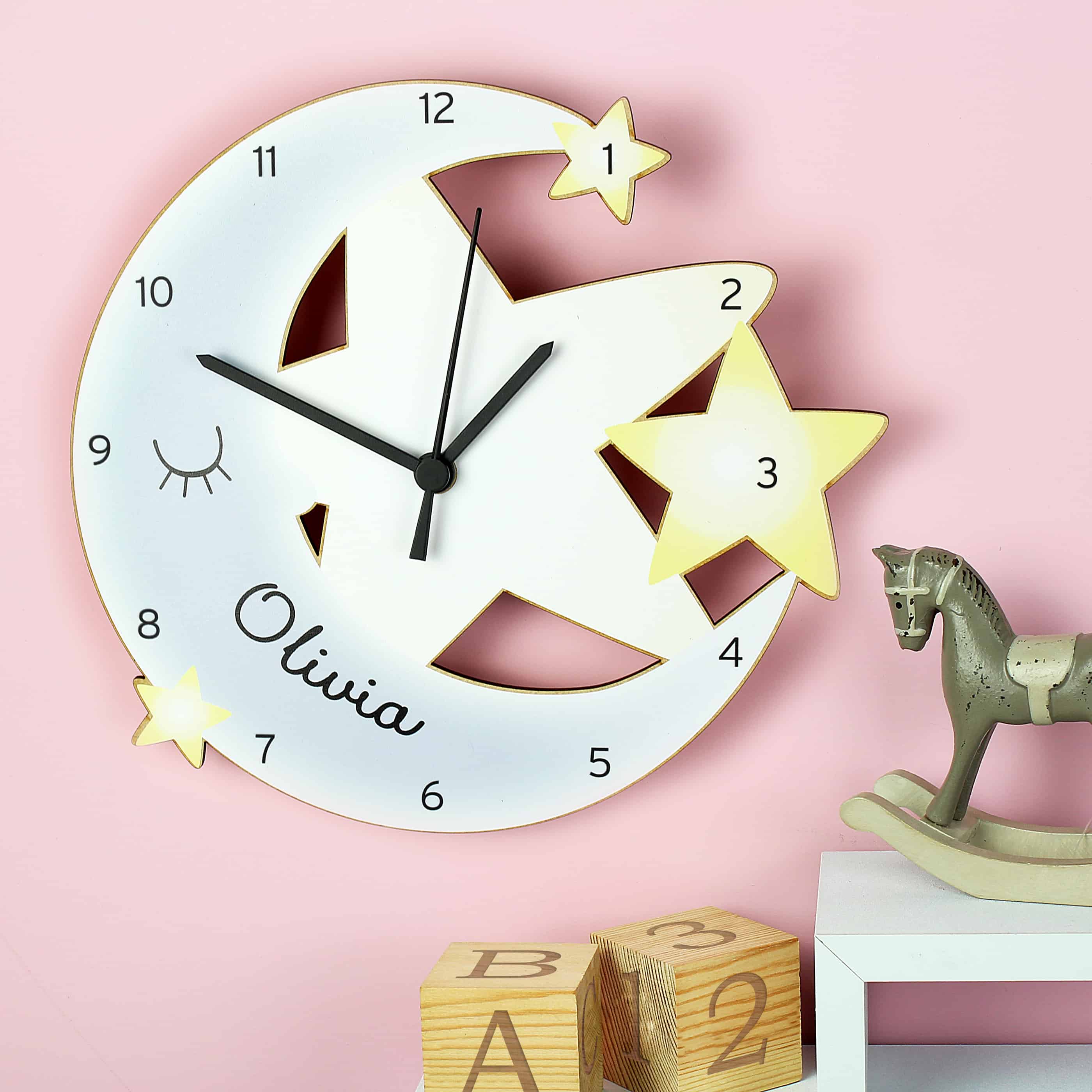 personalised moon and stars clock