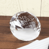 personalised mr and mrs paperweight with any surname and date engraved on it
