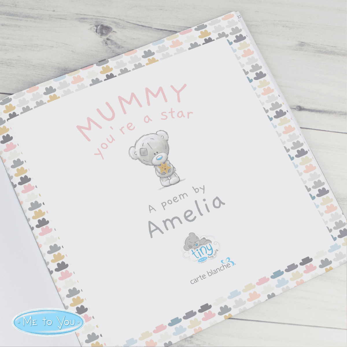 personalised mummy poem book showing the child's name personalised on the inside page