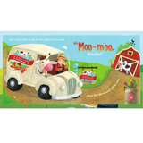 personalised my farm friends book showing an illustrated page inside