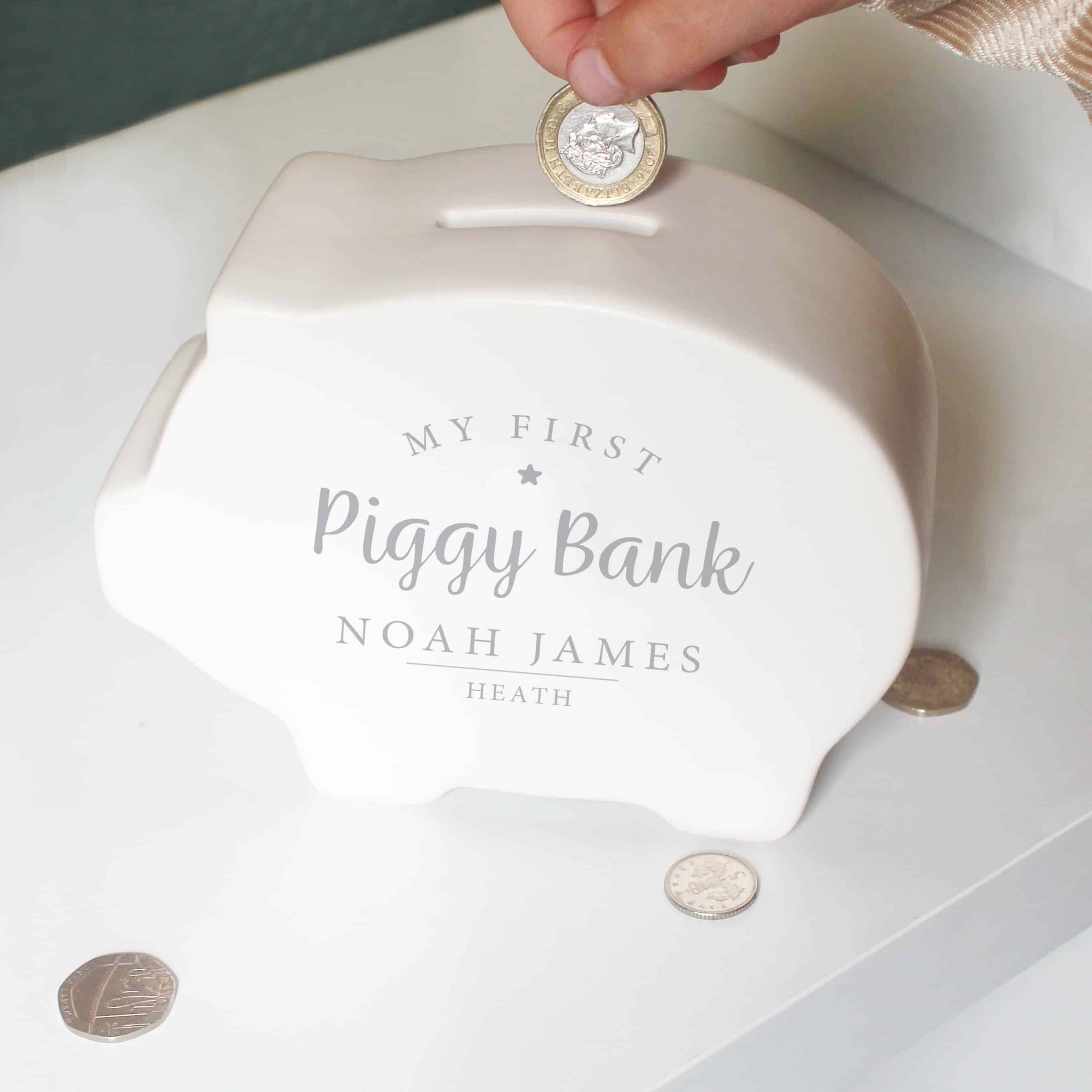 personalised ceramic piggy bank
