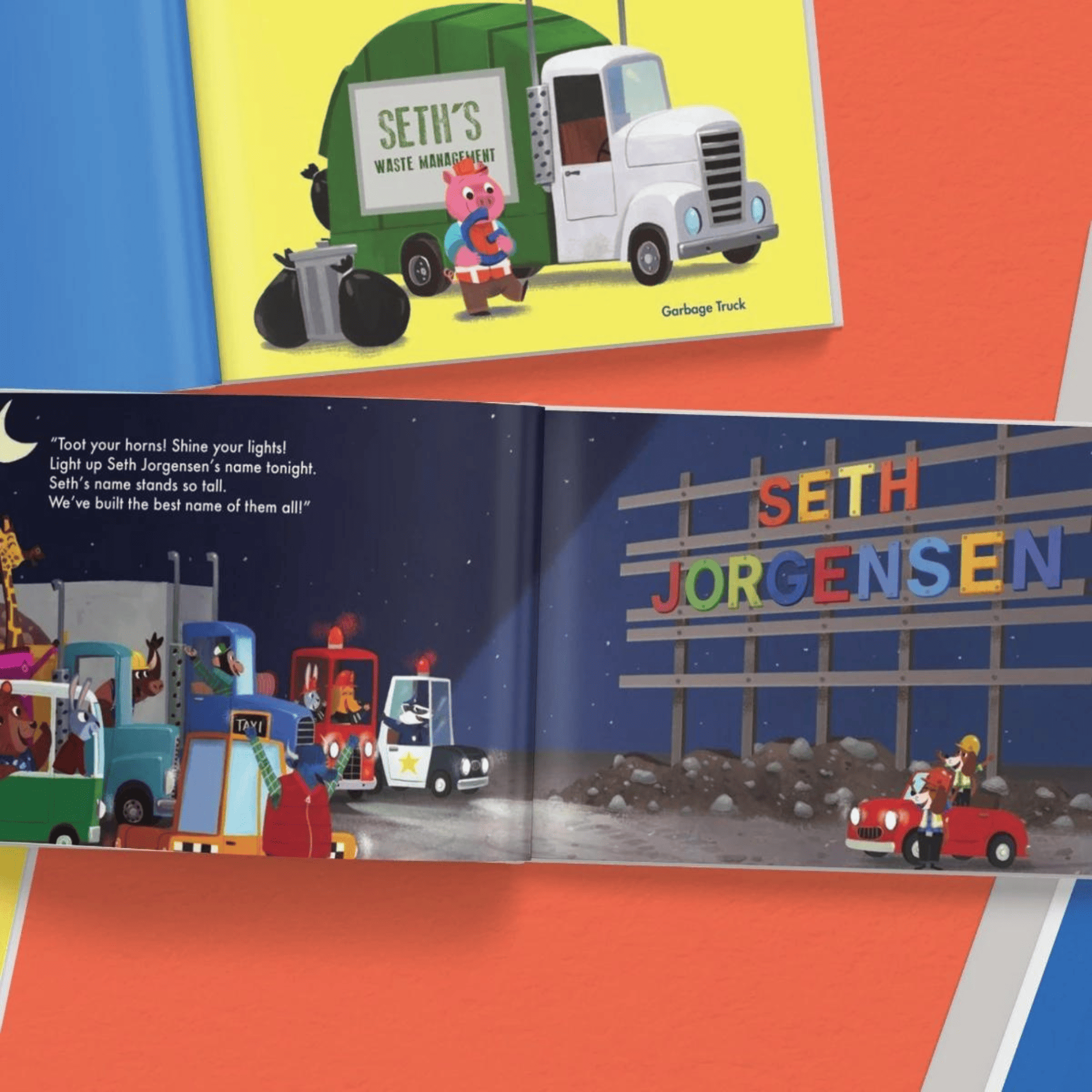 personalised children's book about lorries
