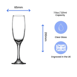 engraved champagne flute with name and heart design
