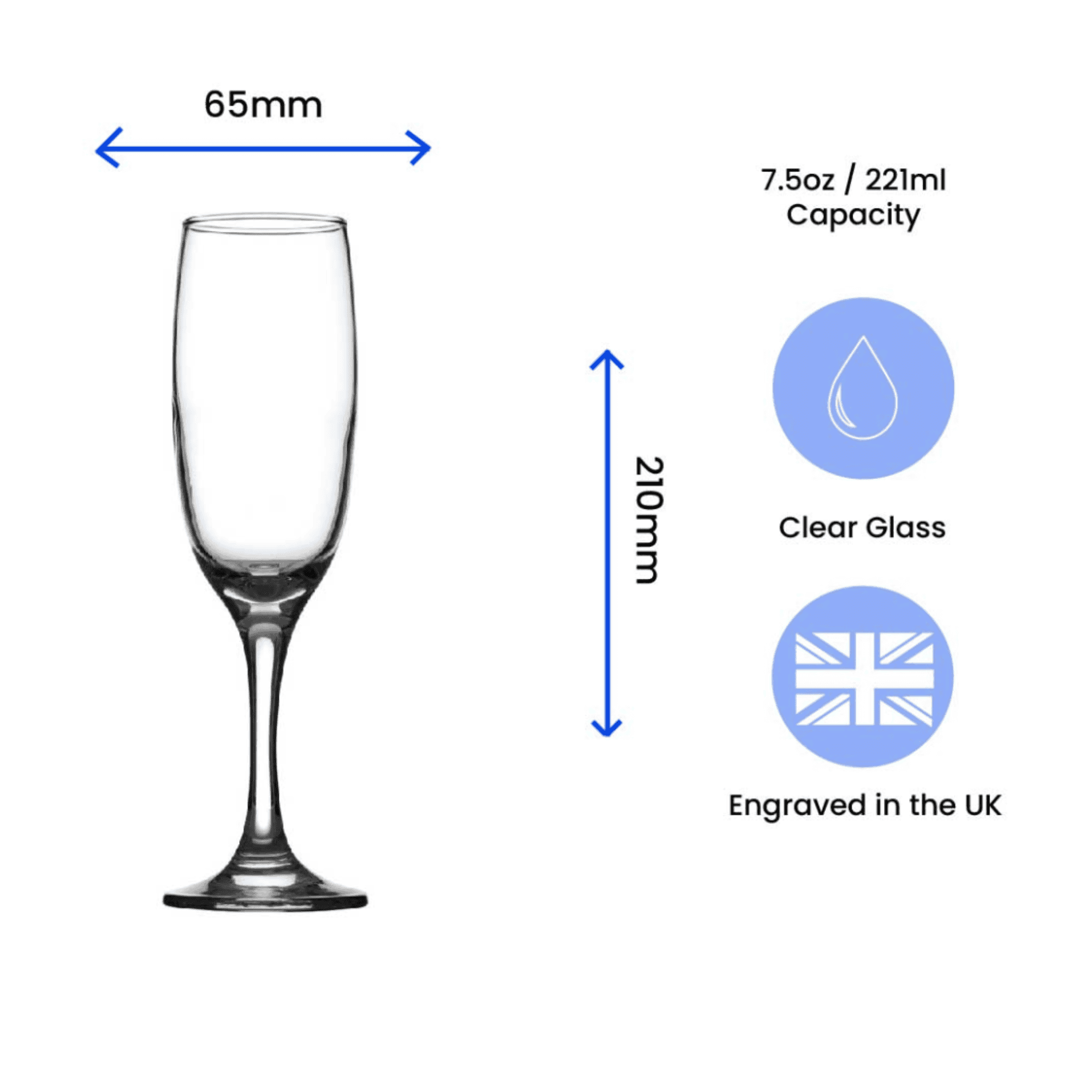 engraved champagne flute with name and heart design