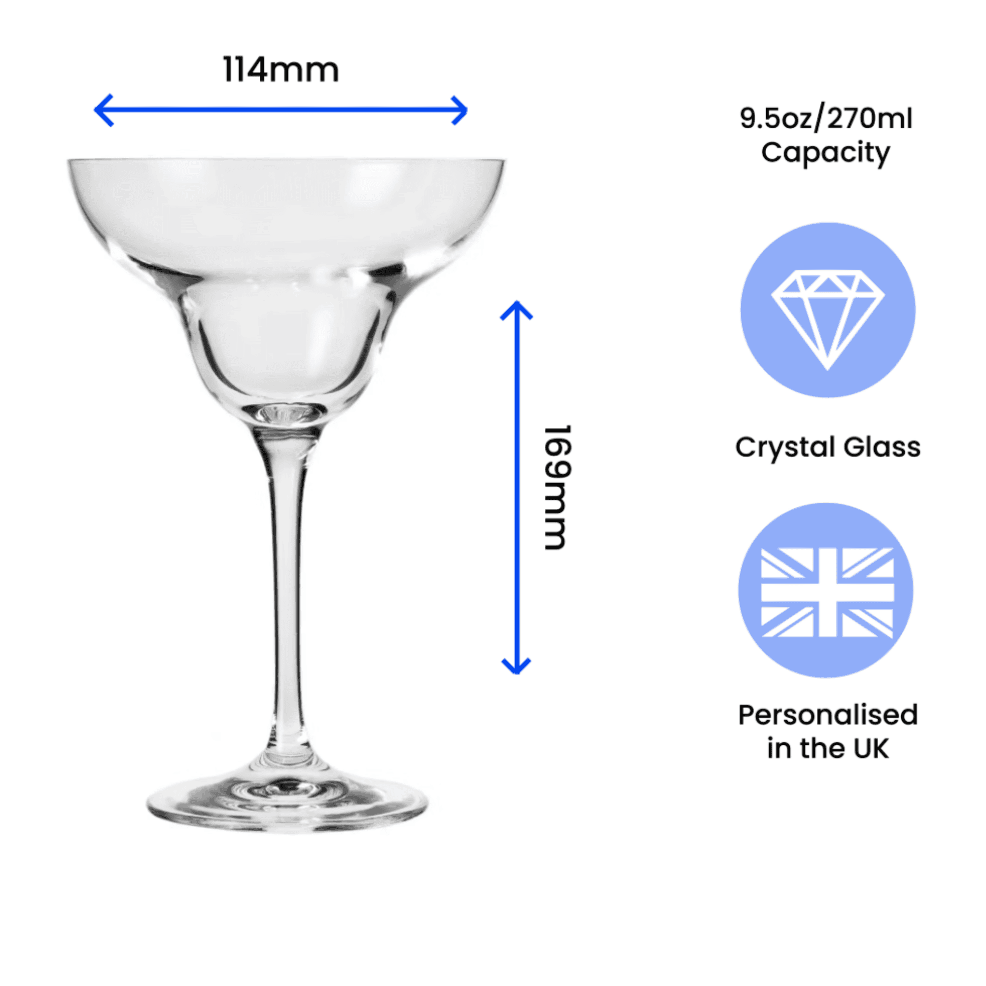 personalised margarita glass with name and heart design