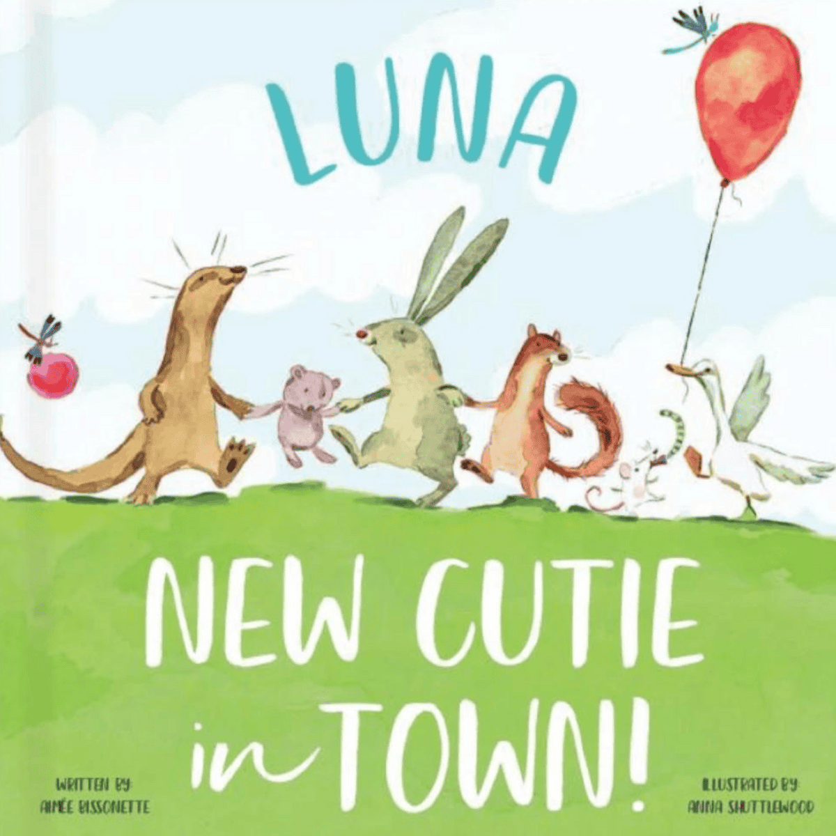 personalised new cutie in town front cover showing the child's name personalised on the cover