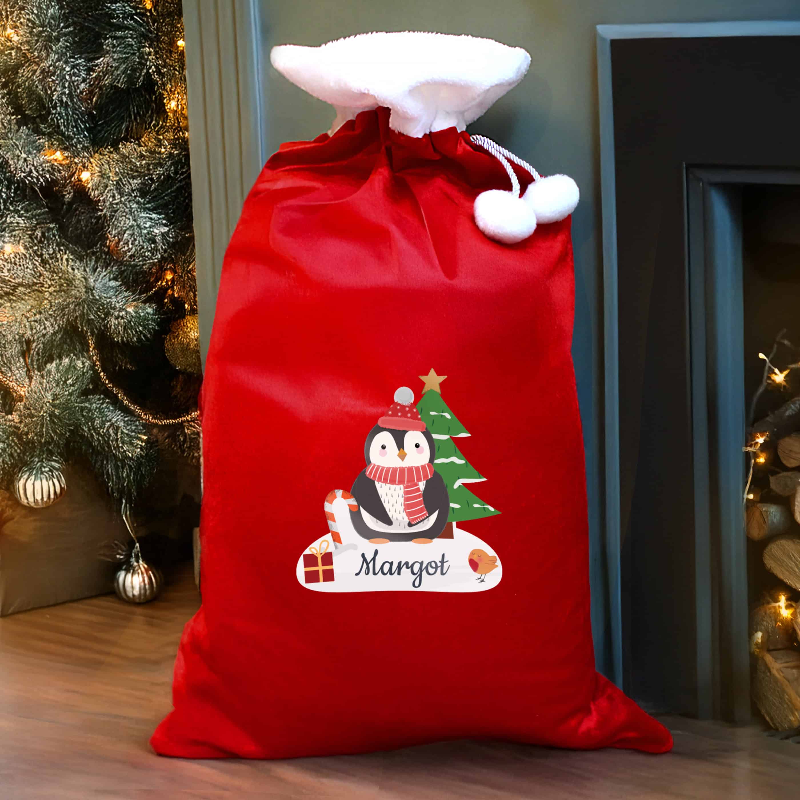 personalised penguin sack

