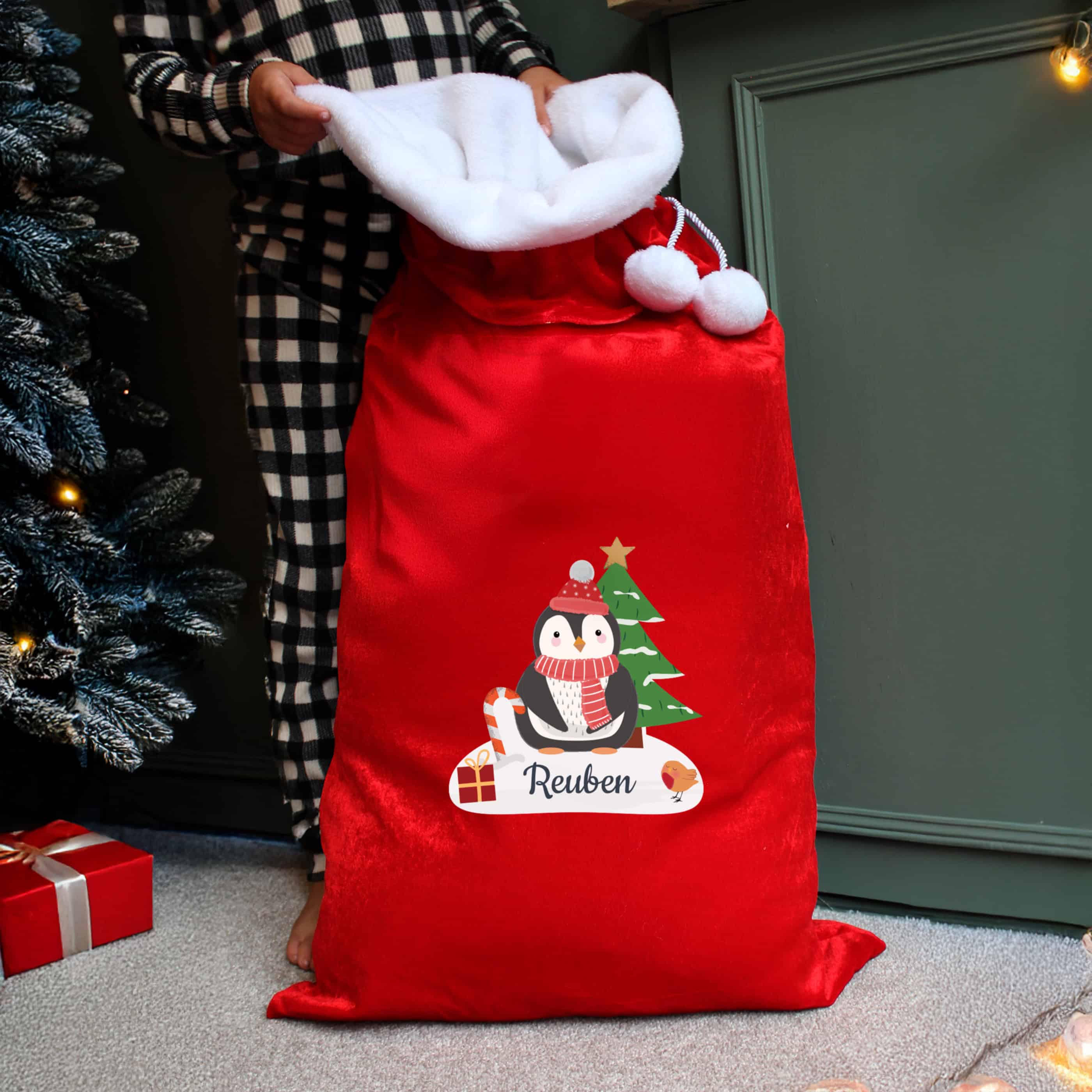 personalised penguin sack

