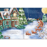 personalised night before christmas family book showing the illustrations inside the book with the personalisation
