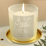 personalised pearl wedding anniversary candle jar with any message over 2 lines