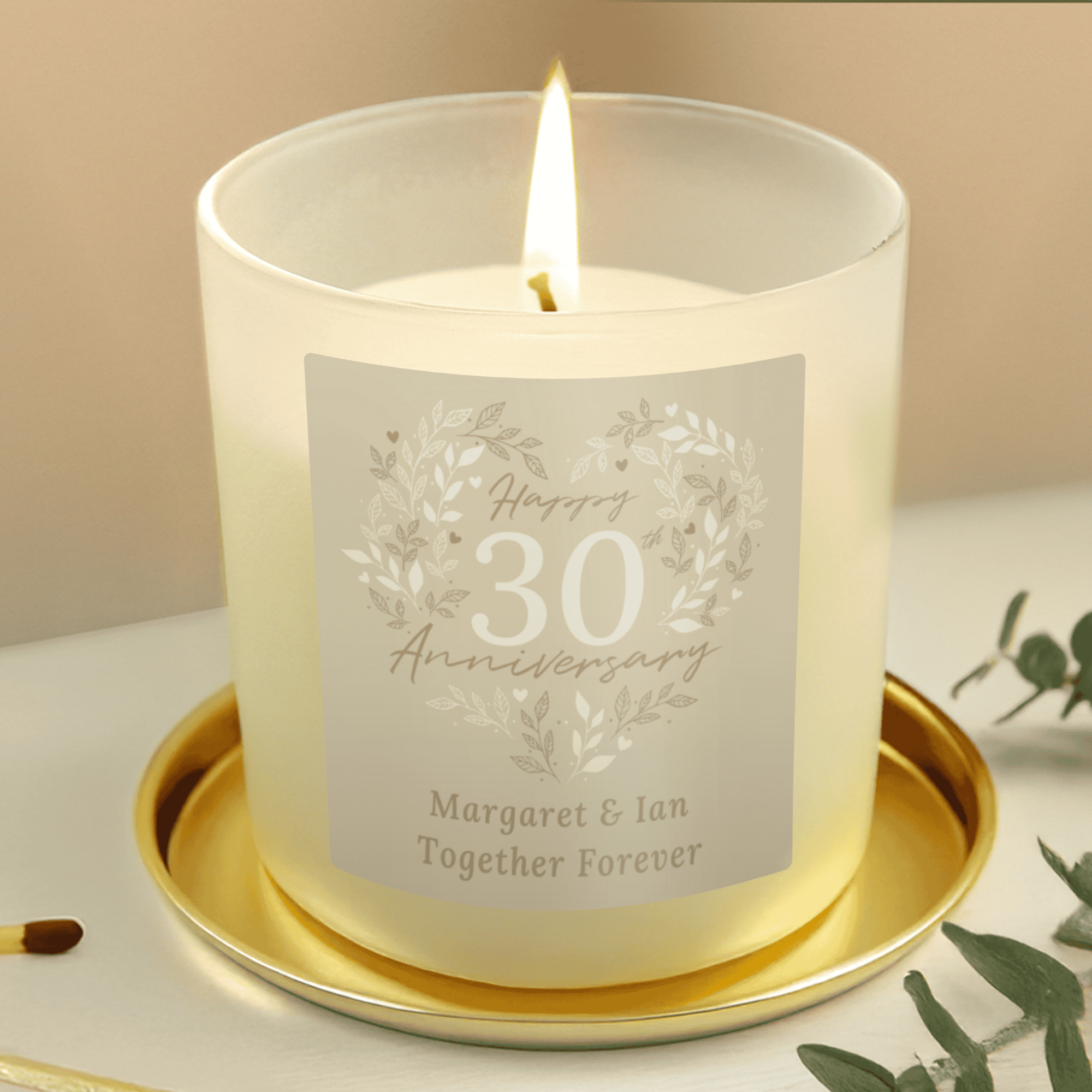 personalised pearl wedding anniversary candle jar with any message over 2 lines