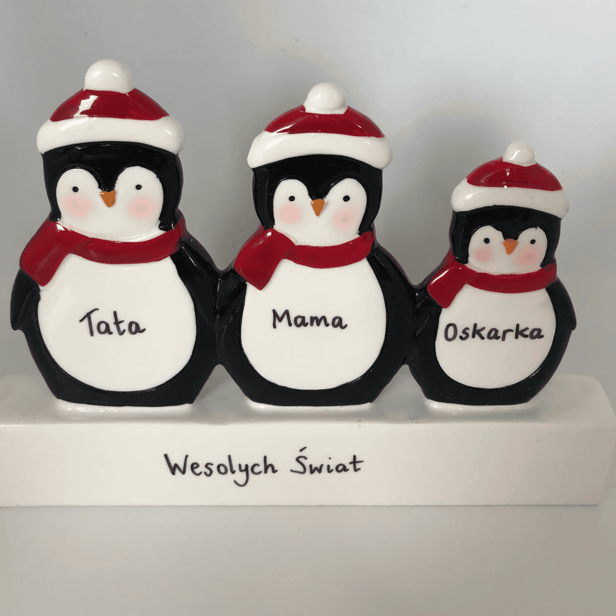 personalised penguin mantle for 3 people
