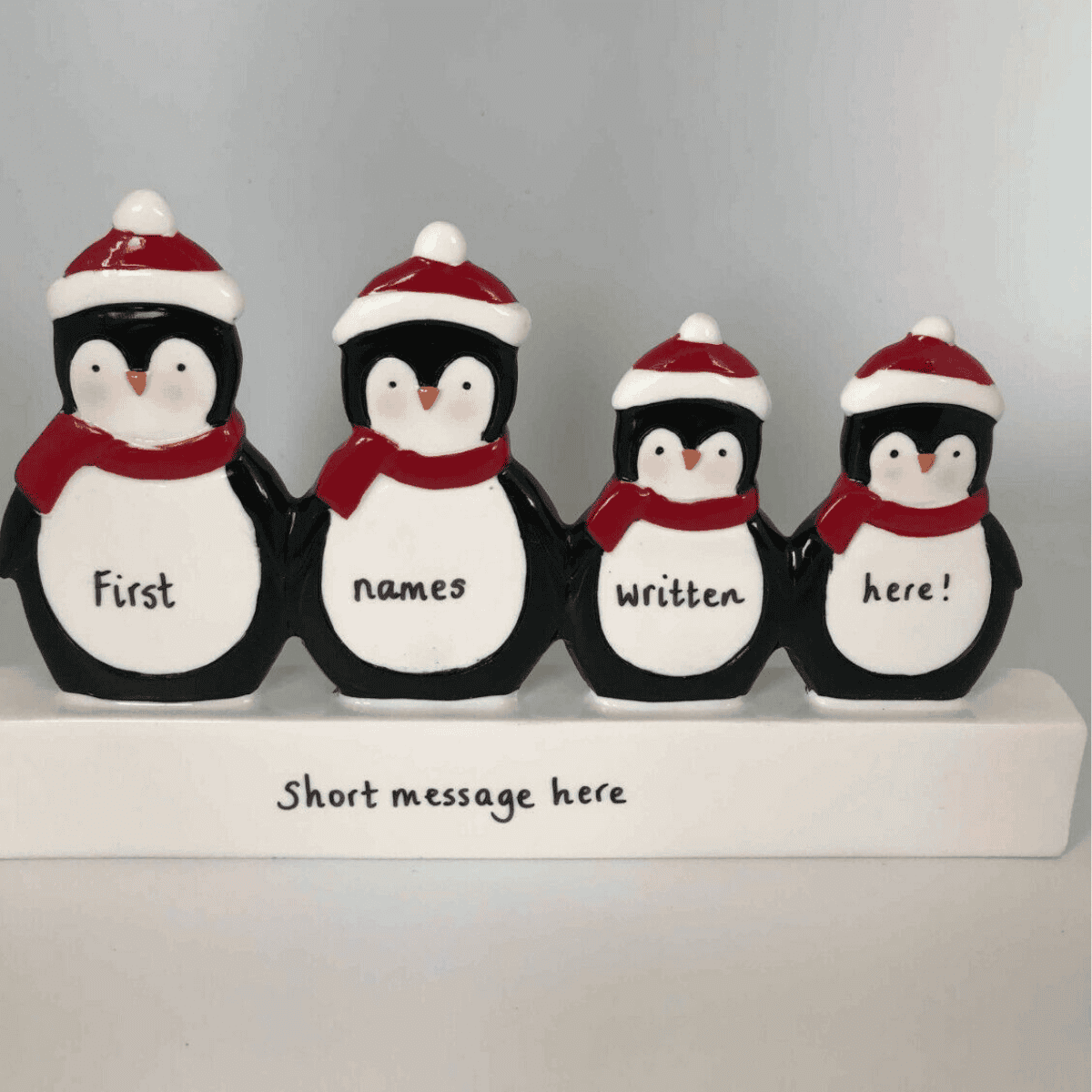 personalised penguin mantle for a family of 4