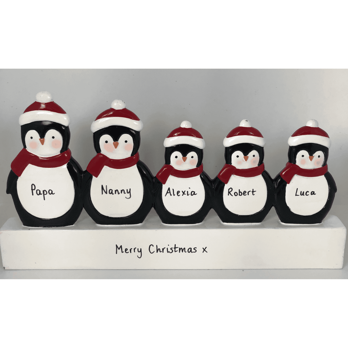 personalised penguin mantle for a family of 5