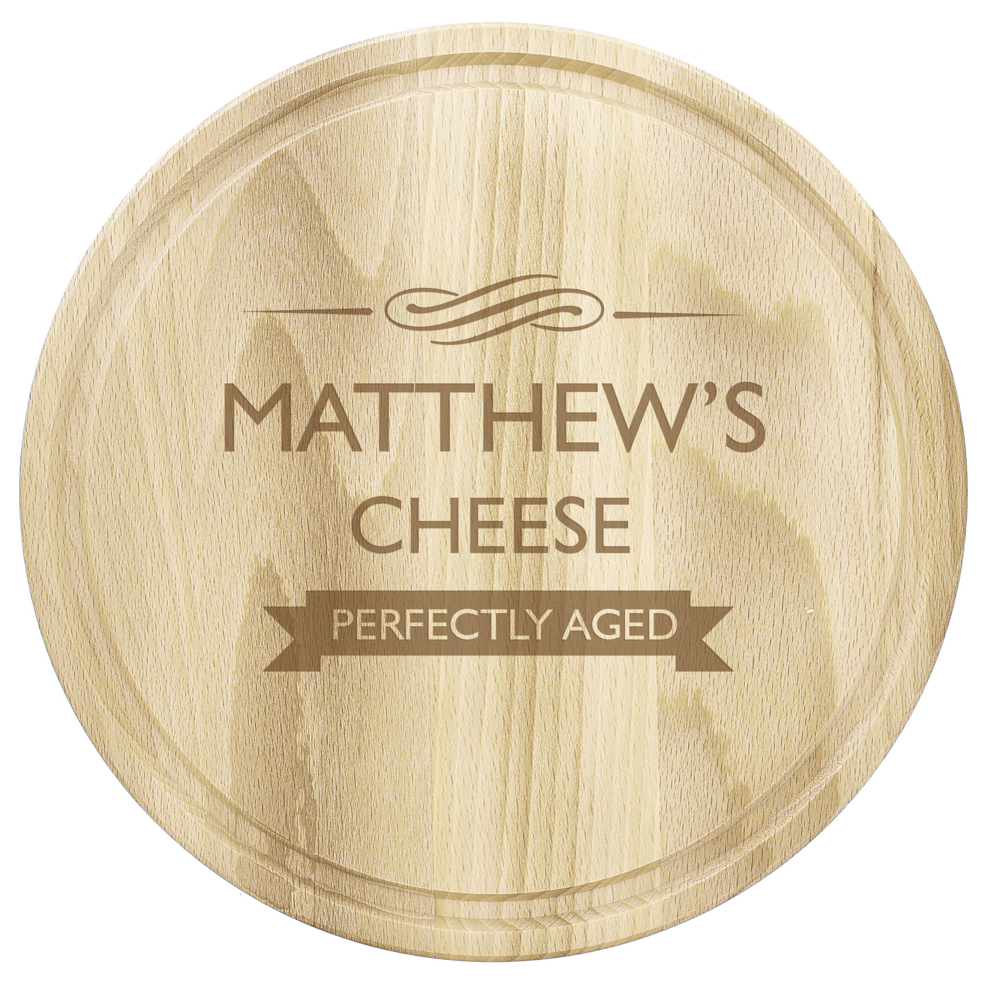 perfectly aged wooden round chopping board