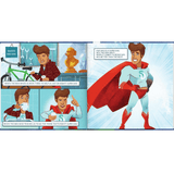 inside pages of the illustrated cartoon book super dad personalised the way you want