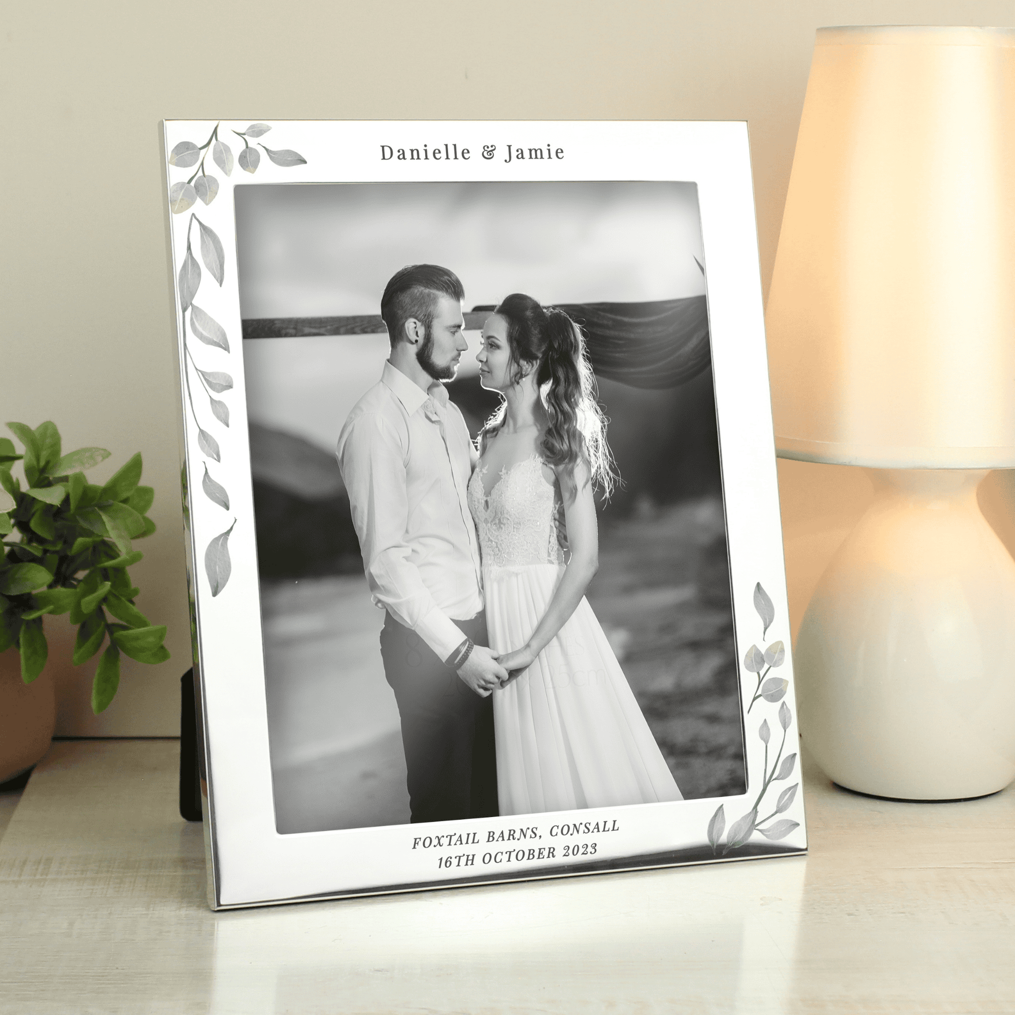 personalised botancial silver frame 10x8