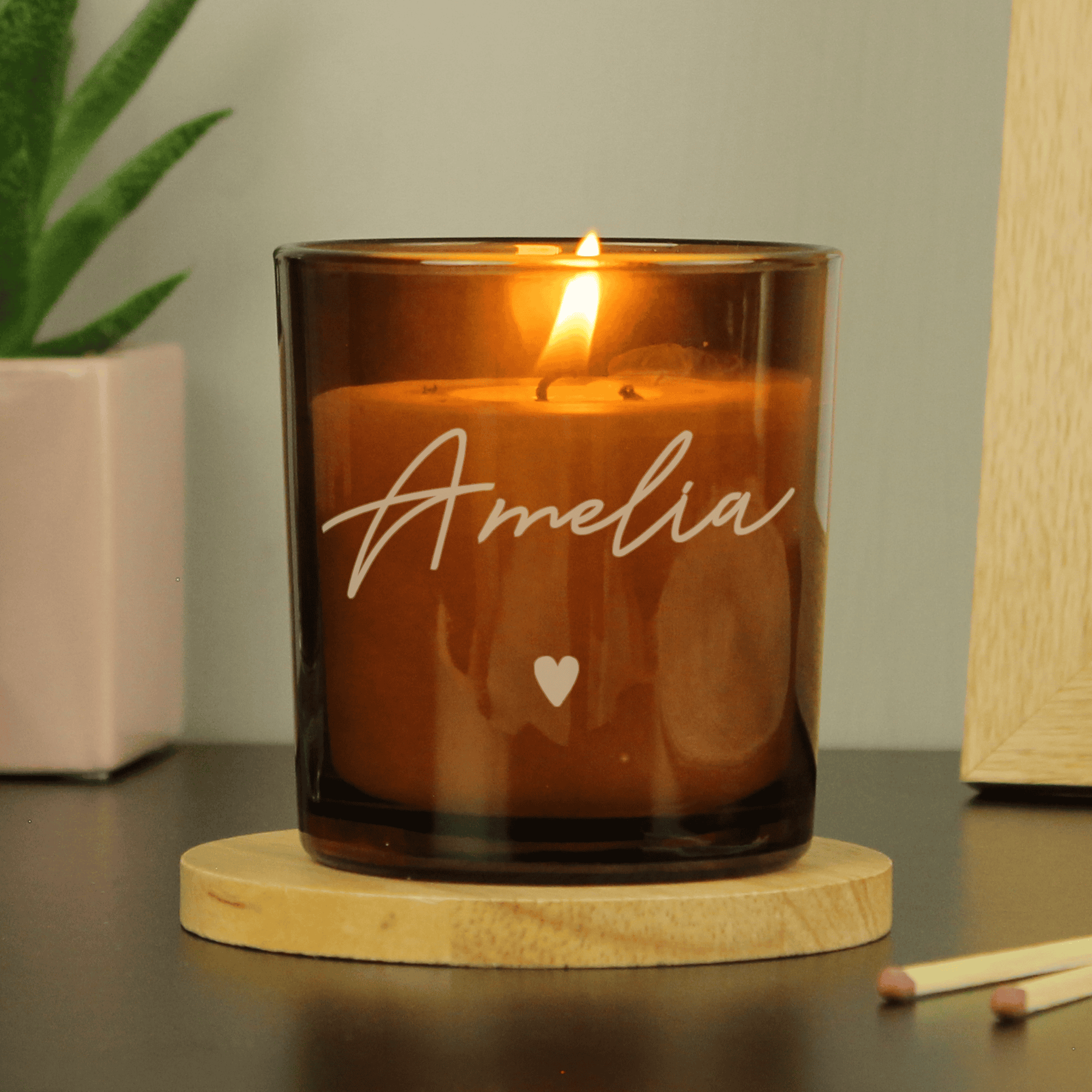 personalised amber candle with any name on it