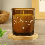 personalised amber glass candle jar
