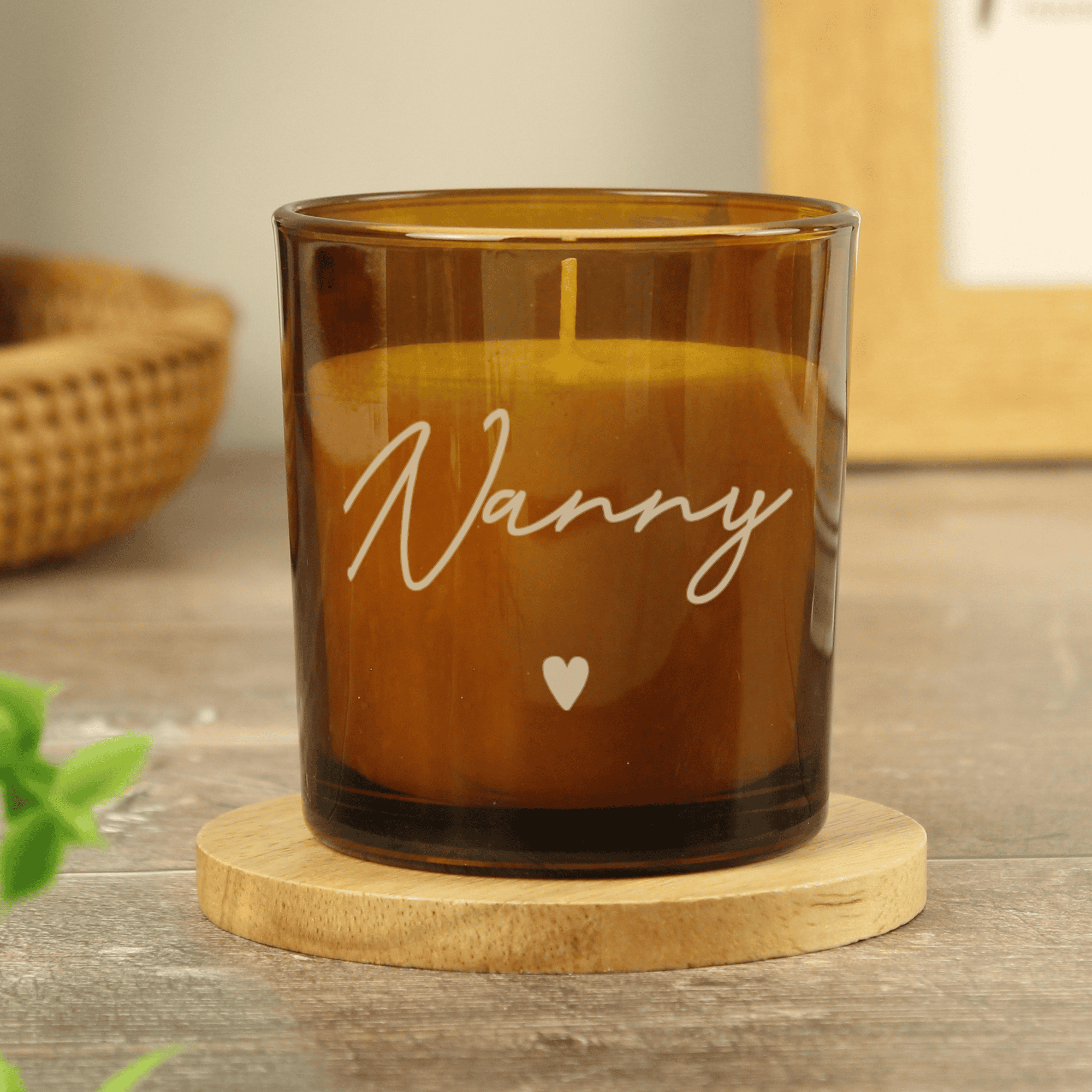 personalised amber glass candle jar
