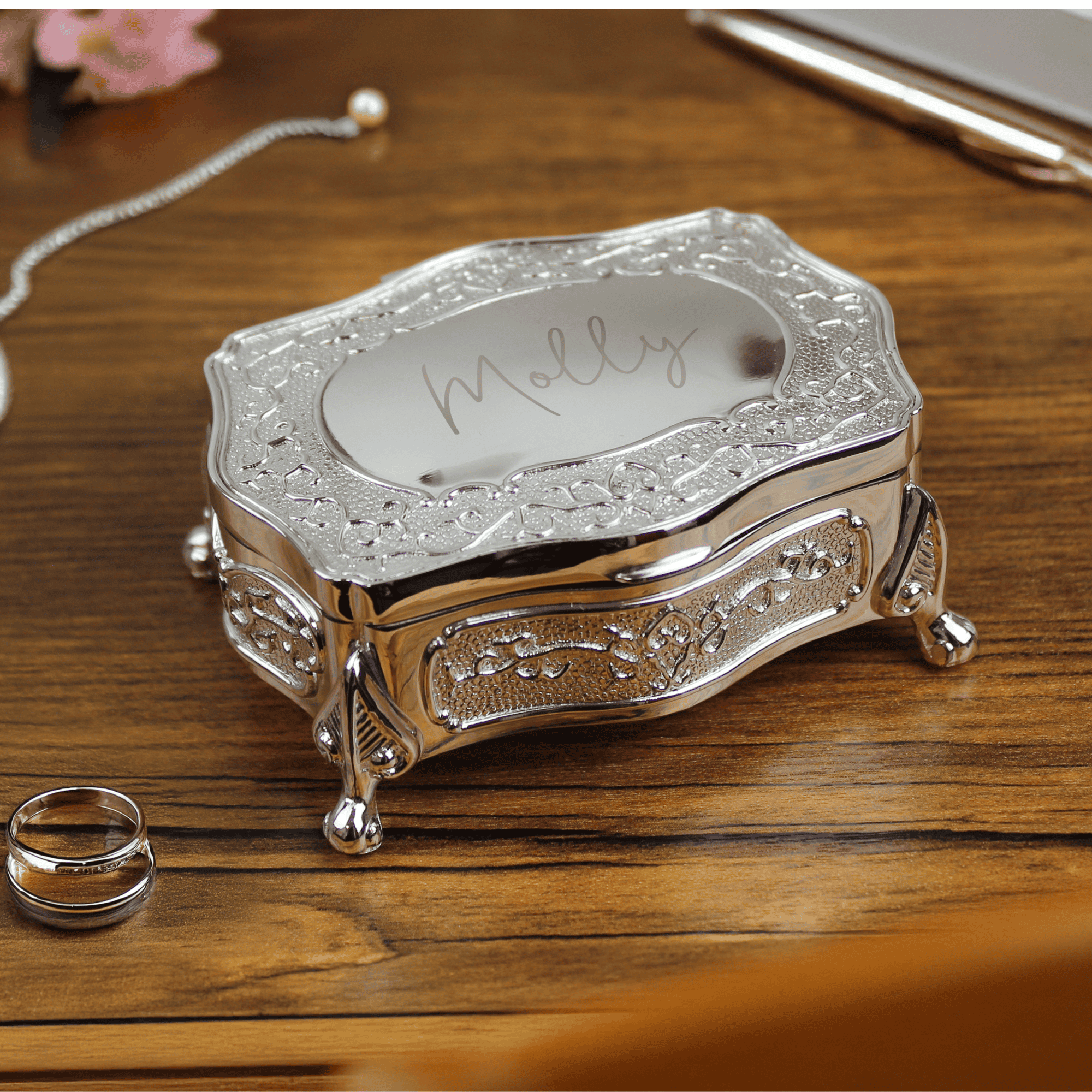 personalised antique style jewellery trinket box