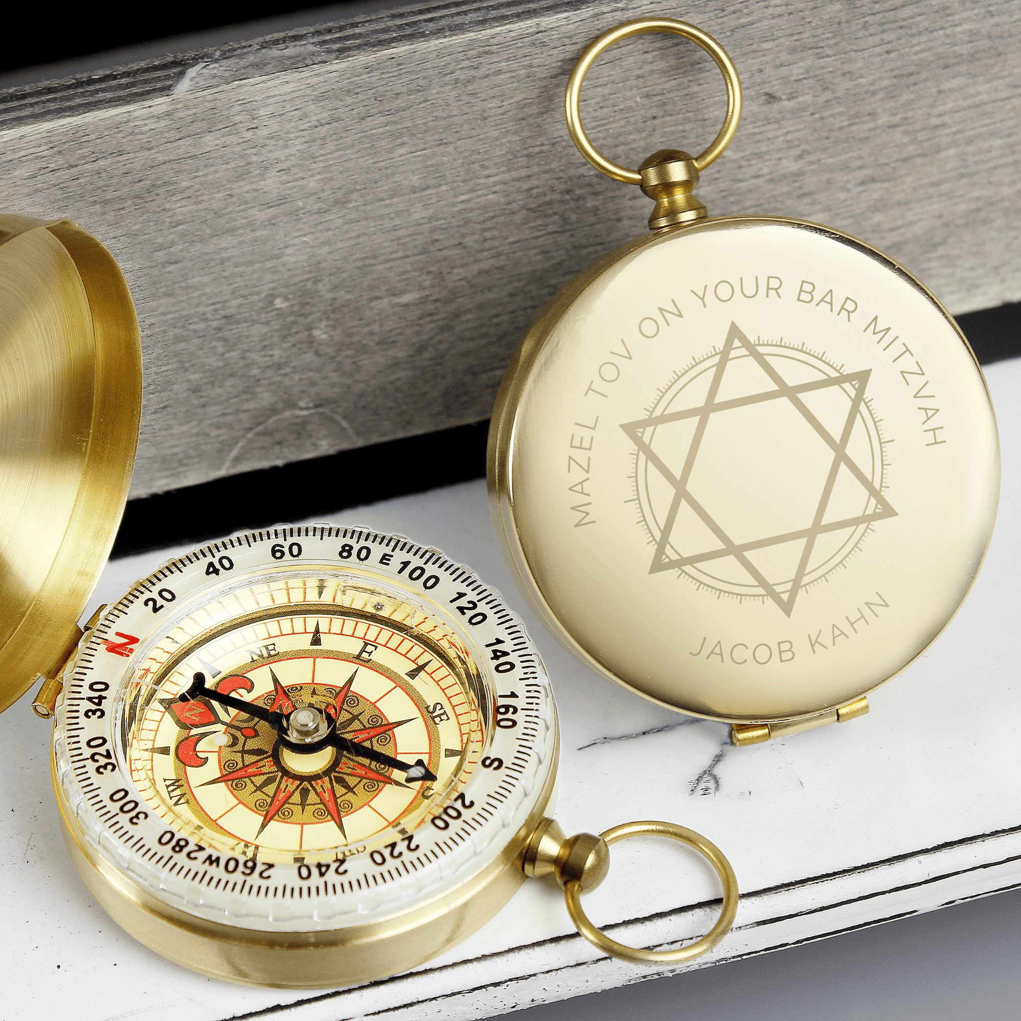 Personalised Bar and Bat Mitzvah Keepsake Compass
