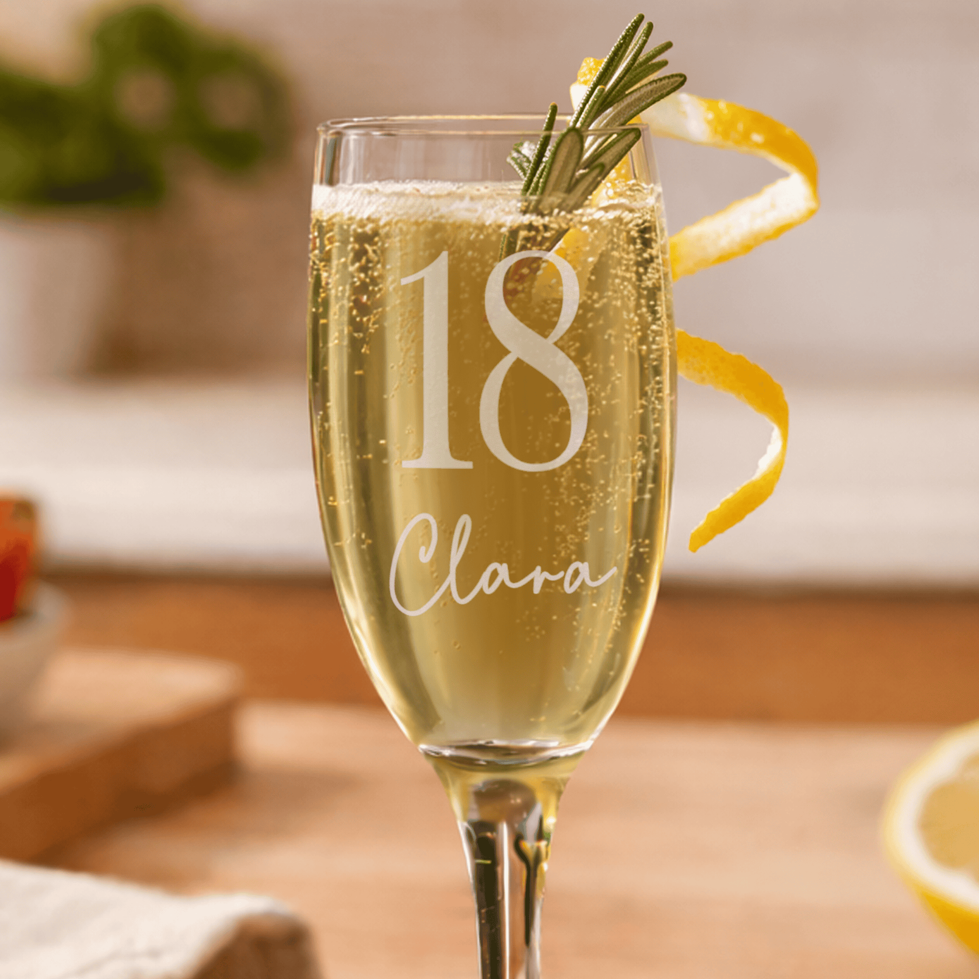 personalised big age and number glass flute