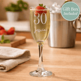 personalised big age and number glass flute