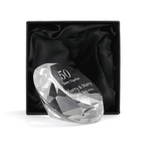 personalised big number diamond paperweight engrved with a big number and a message over 3 lines