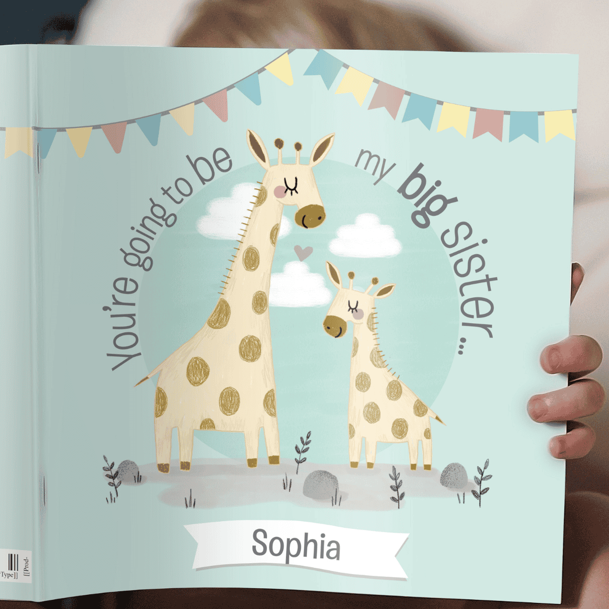 personalised big sister book showing the front cover with the child's name personalised on it