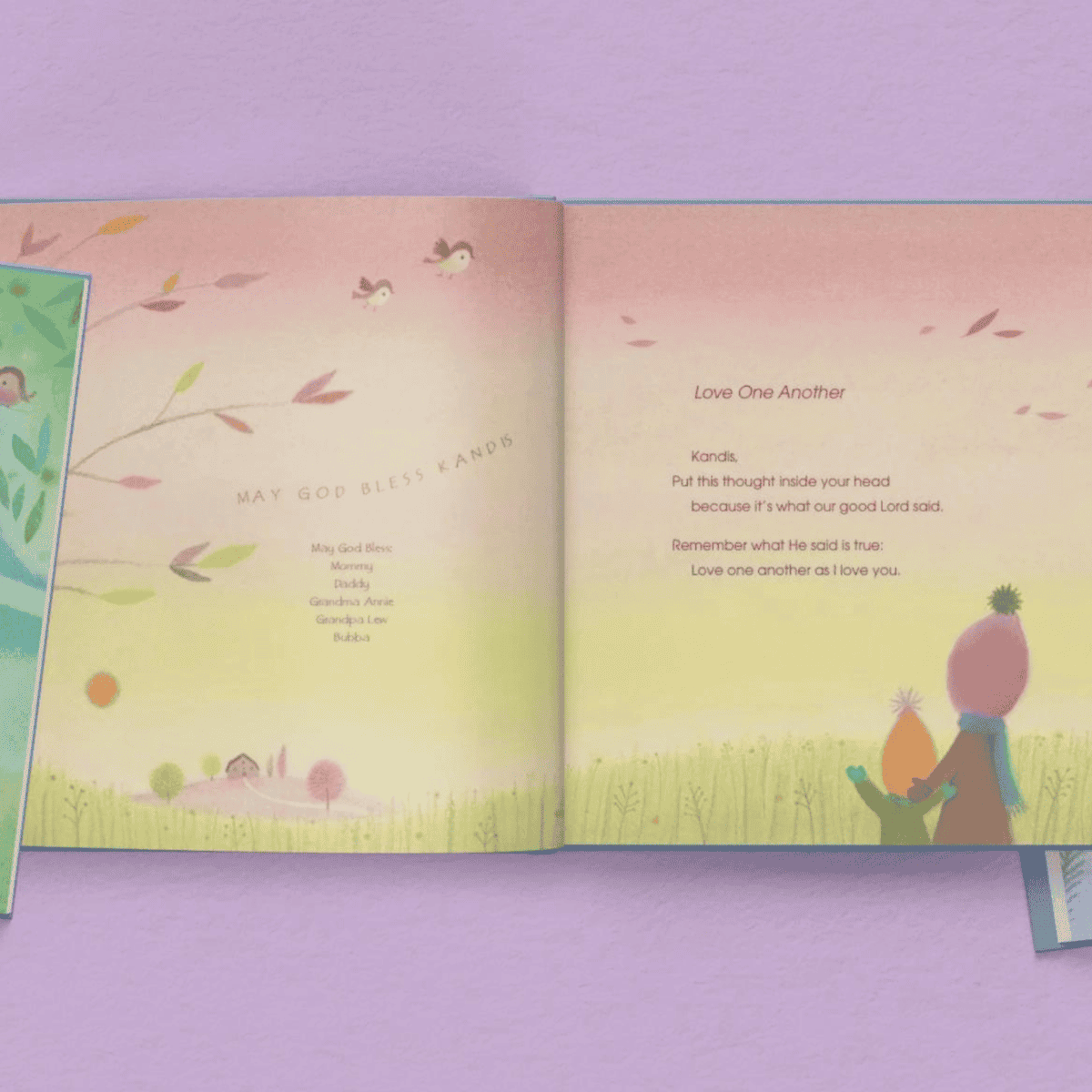 personalised book of blessings showing the inside of the book