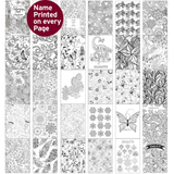 personalised colouring book showing the inside of the book with the chosen name personalised on every page